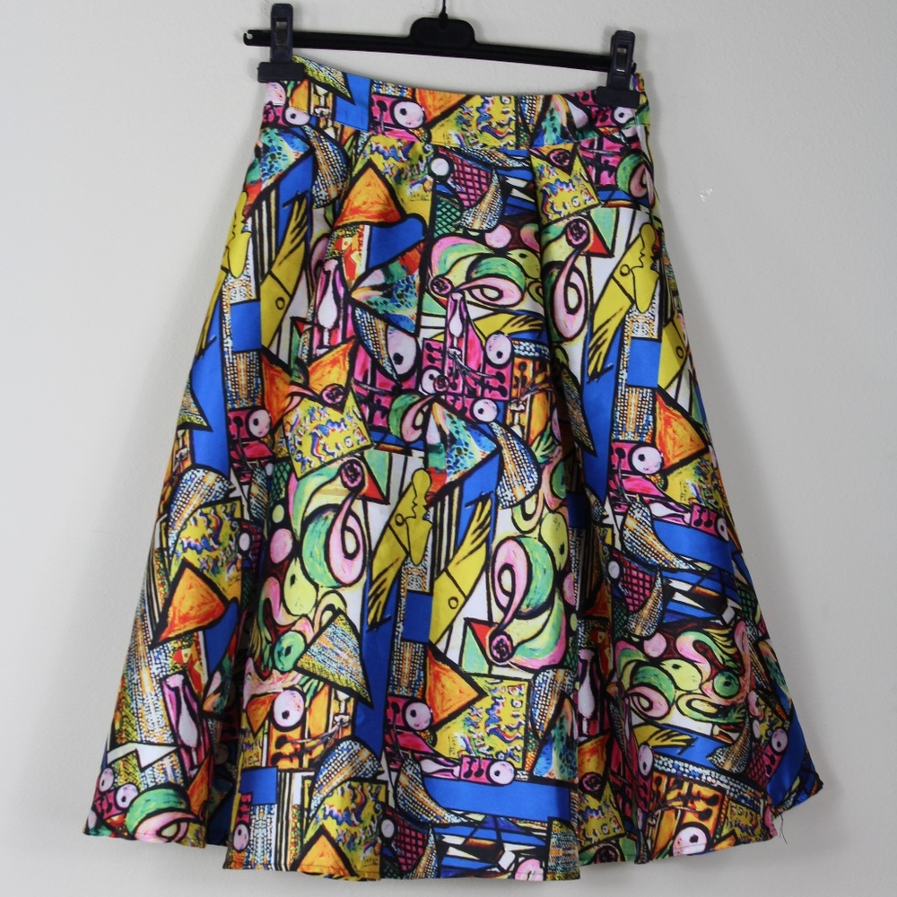 Varga Satin High Waist A-line Midi Skirt.